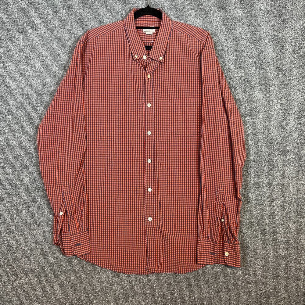 J.Crew Shirt Mens XL Orange Blue Checkered Long Sleeve Button‎ Down Casual